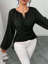 Womens Woven Long-sleeve Top With Tie Detailing And An Asymmetrical Hem