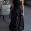 Black Strapless Polka Dot Full Skirt Maxi Dress