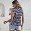Summer European And American Style Casual Plaid Crew-Neck Sleeveless Top