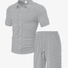 Men's Casual Button Solid Color Towel Figured Cloth Short Sleeve Suit