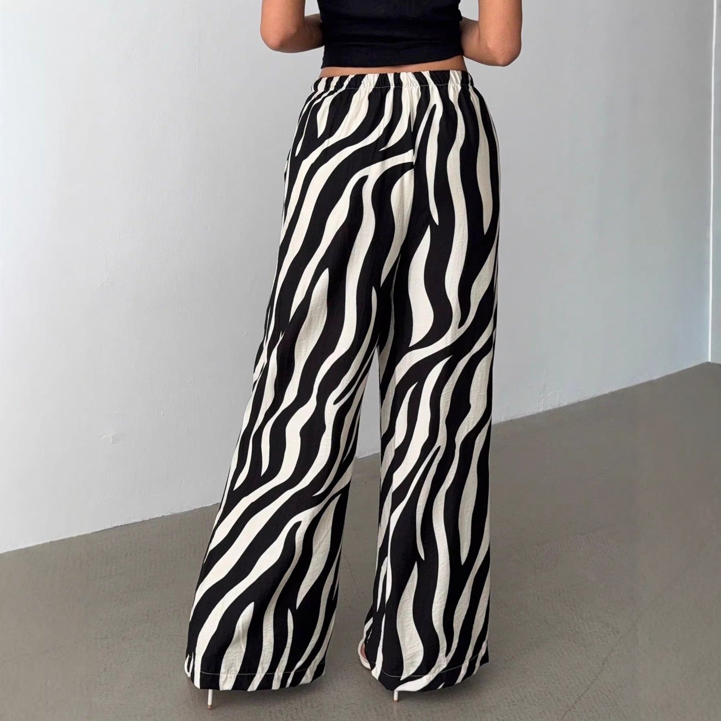 Pantaloni Eleganti A Gamba Larga Stampati Da Donna