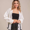 Loose-fitting V-neck Pocket Contrast Color Knitted Cardigan Sweater Coat