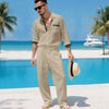Set due pezzi camicia e pantaloni in lino da uomo