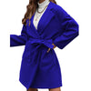 Minimalist Long Sleeve Lapel Button Split Belt Coat