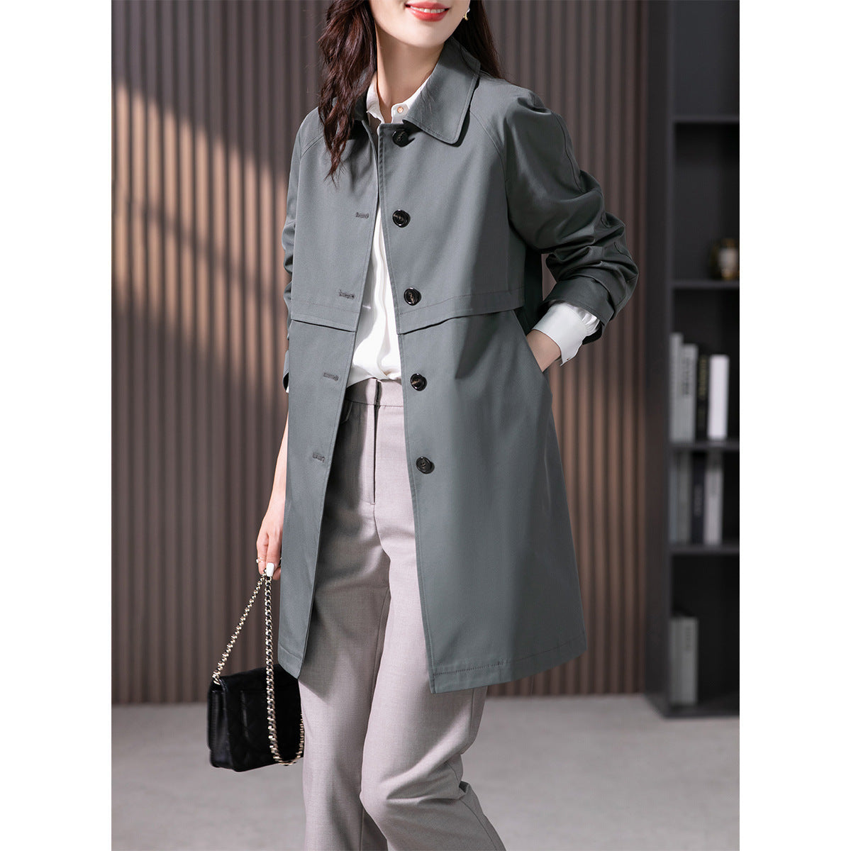 British Elegant Trench Mid-length Straight Coat