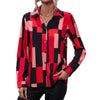 Blusa a maniche lunghe da donna versatile con stampa geometrica