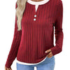 Women's Fake Two-piece Round Neck Button Pullover Grinding Sweater