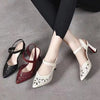 Fashion Pointed Toe Sandals Back Empty Soft Leather Hollowed Toe Box High Heels