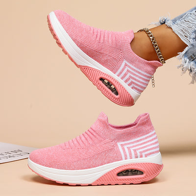 Scarpe sportive da donna taglie forti, traspiranti, con calzini in maglia Fly, slip-on, comode e comode