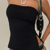Off-shoulder Minimalist Halter Top With Side Slit For Women