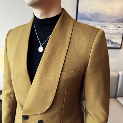 Abito casual da uomo doppiopetto con collo verde