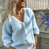Solid Color And V-neck Knitted Solid Color Casual Cardigan Button Top Coat