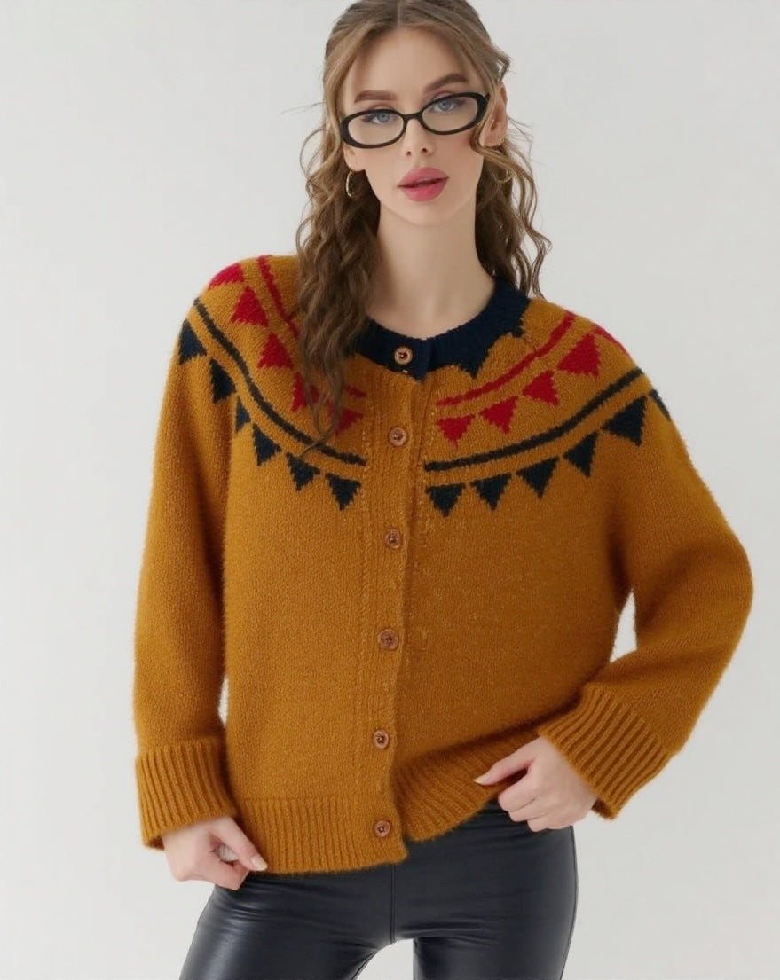Round Neck Loose All-match Soft Glutinous Knitted Coat