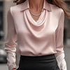 Camicia da donna a tinta unita, scollo a barca, vestibilità ampia e semplice