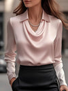 Camicia da donna a tinta unita, scollo a barca, vestibilità ampia e semplice