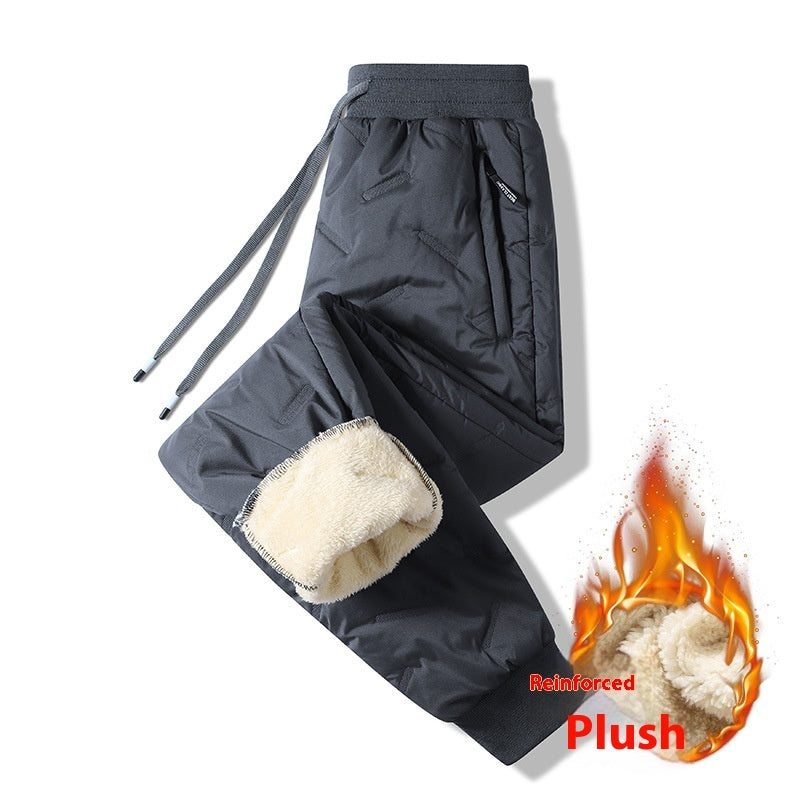 Men's Winter Windproof Warm Tactical Pants Loose Plus Size Fleece-lined