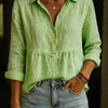 Womens Casual Cotton And Linen Long-Sleeve Shirt