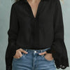 Elegante blusa di cotone con finiture in pizzo e modello pullover
