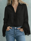 Elegante blusa di cotone con finiture in pizzo e modello pullover