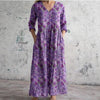 Womens Loose Stylish High-End V-Neck Printed Dress