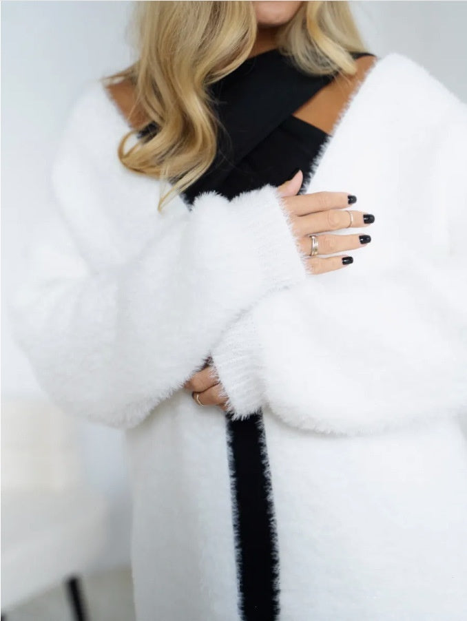 Cappotto lungo in maglia per donna