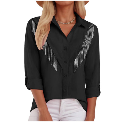 New Womens Long Sleeve Shirt With A Feather Print