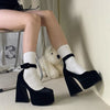 French Vintage Mary Jane Shoes Women's Waterproof Platform