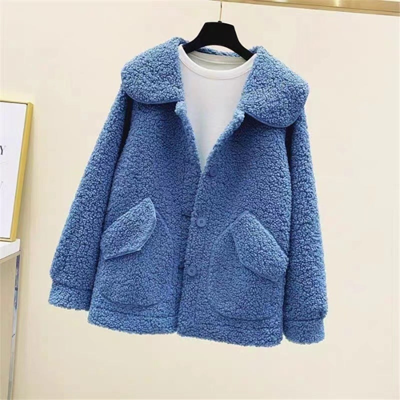 Loose Korean Style Thick All-match Faux Cashmere Coat For Women