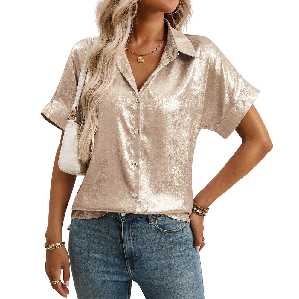 Casual Relaxed Fit Womens Short Sleeve Top