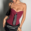 Y2k Bandeau Top With Faux-tied Design Ins Fashion Solid Color Vest For Women Clothing