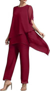Completo Elegante in Chiffon Tinta Unita, Modello Ampio e Irregolare, di Tendenza