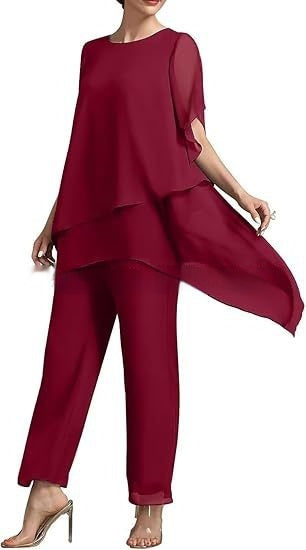 New Elegant Chiffon Solid-Color Loose Irregular Fashionable Set