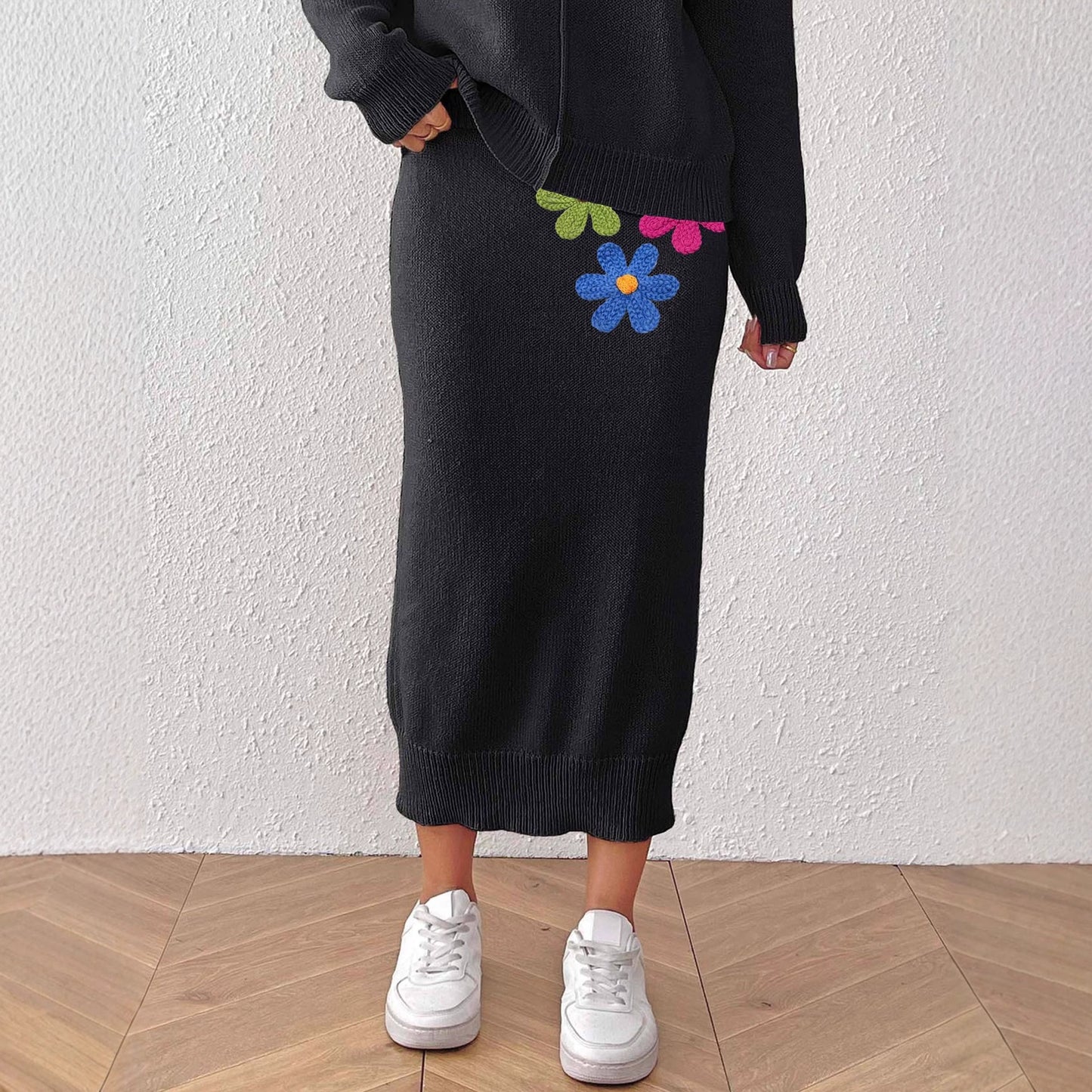 Women's Mid-length Elegant Embroidered Three-dimensional Flower Stitching Skirt