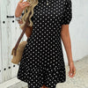Womens Fashionable Slim-Fit Casual Polka-Dot Dress