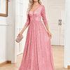 Vestito da sera formale con paillettes, scollo a V, vita alta