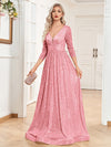 Vestito da sera formale con paillettes, scollo a V, vita alta