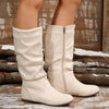 Plus Size Women's Side Zipper Pleated Pile Style Boots