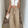 Pantaloni Larghi Casual da Resort con Fascia in Vita a Fiocco