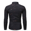 Camicia da uomo a maniche lunghe con stampa bronzata e colletto alla coreana modello Henry