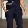 2PCs Women Solid Color Round Neck Short Sleeve Top And Drawstring Pocket Long Pants Casual Suit