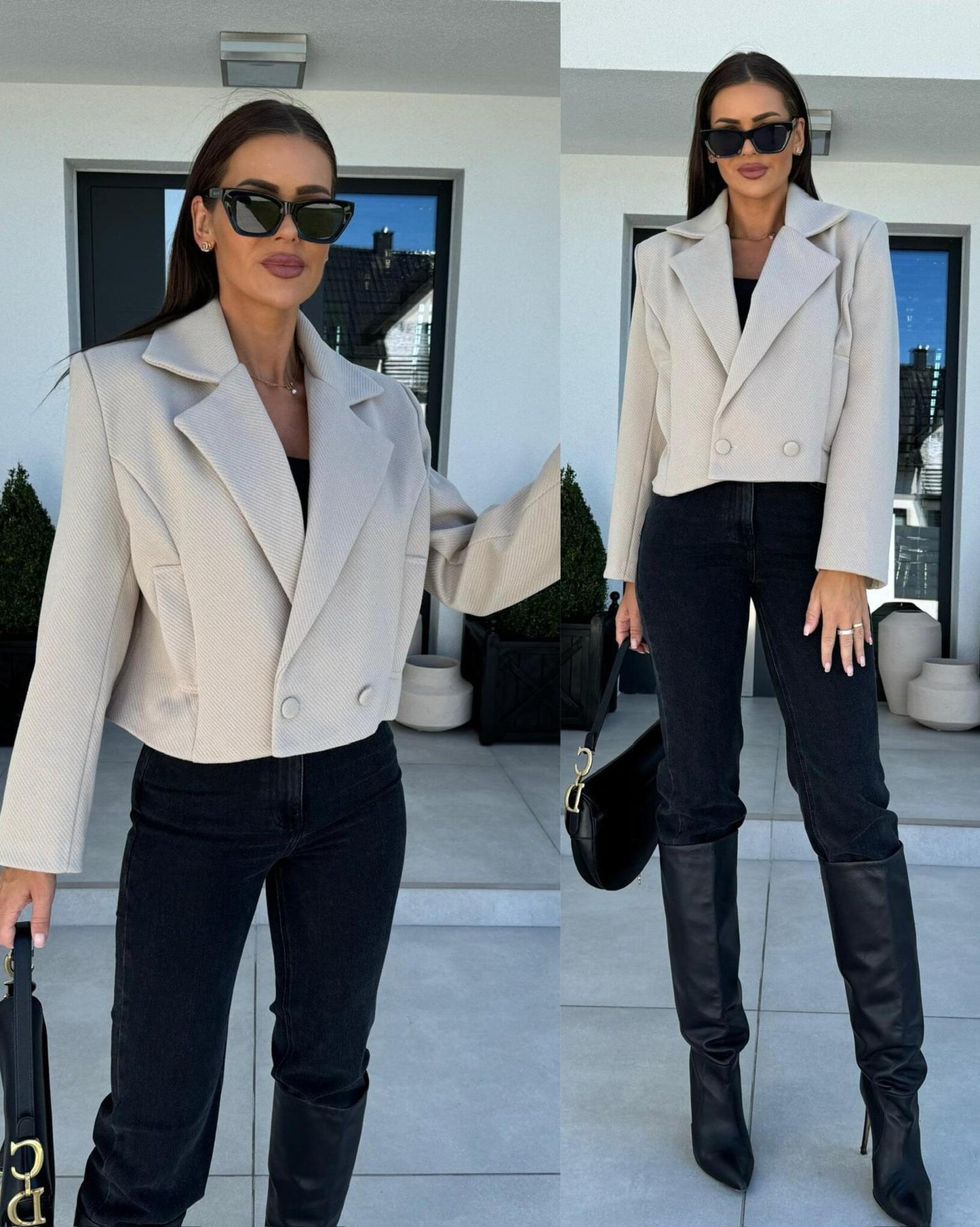 British Personalized Women's Suit Collar Woolen Jacket