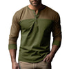 Retro Trendy Long-sleeve Color Matching Henry Collar Bottoming Shirt Casual T-shirt