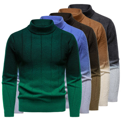 Gradient Color Half Turtleneck Handsome Men's Sweater