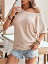 Batwing Sleeve Top Knitted Off-Shoulder Design With Batwing Sleeves For Women