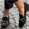 Flat Bottom Plus Size Metal Fastener Round Toe Loafers