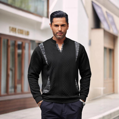 Men's Contrast Color Pullover Sweater