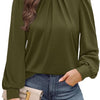 Women's Long Sleeve Small Turtleneck Solid Color Pleated