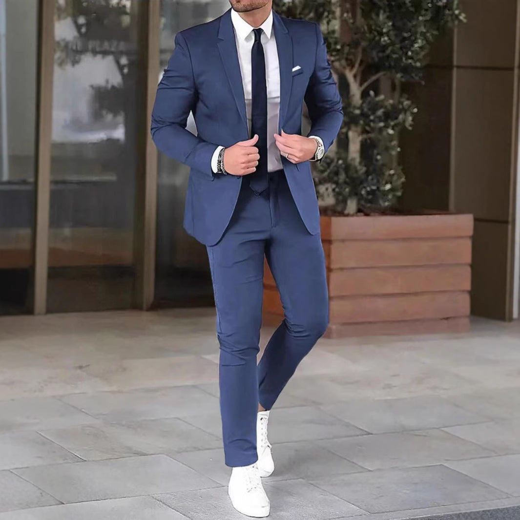 Pantaloni del tailleur cappotto slim-fit tinta unita due pezzi