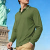 Men's Casual Jacquard Polo Shirt Quick-dry Breathable Long Sleeve