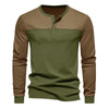 Retro Trendy Long-sleeve Color Matching Henry Collar Bottoming Shirt Casual T-shirt